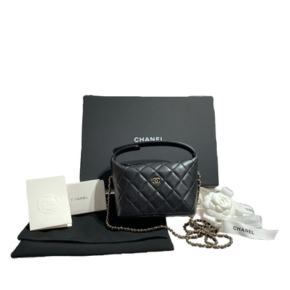CHANEL HOBO BLACK CAVIAR GHW CHAIN SHOULDER BAG [3000582]