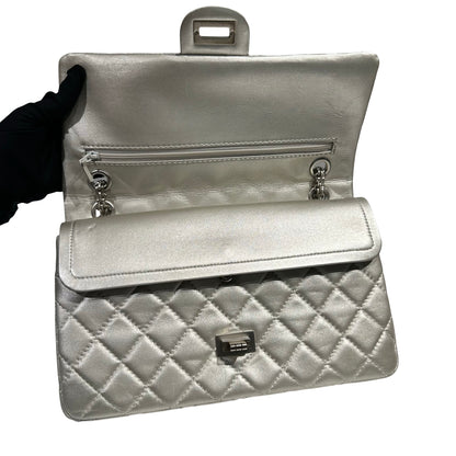 CHANEL SILVER PHW 2.55 DOUBLE FLAP BAG MEDIUM [3000275]