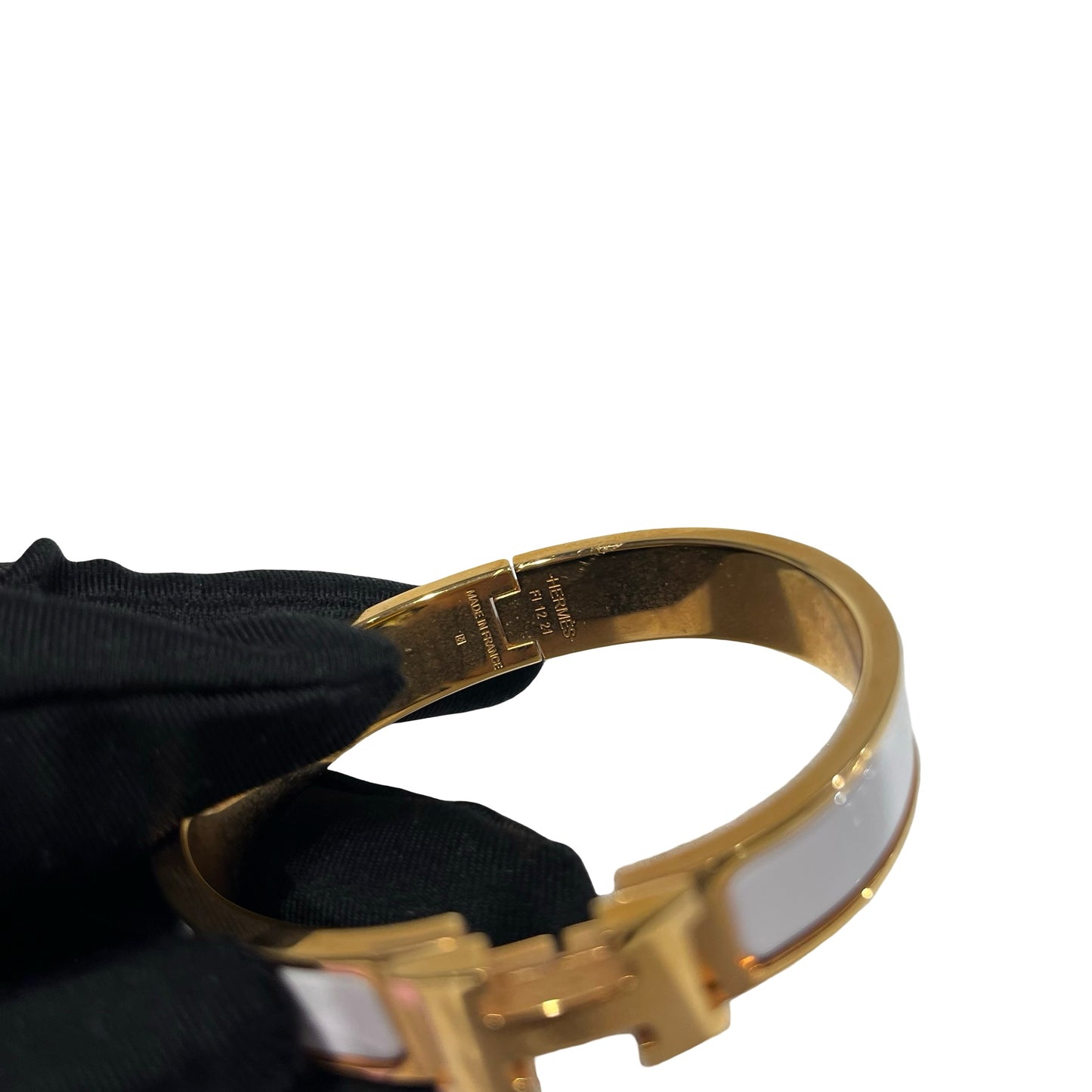 Used HERMÈS Clic H Bracelet White GHW