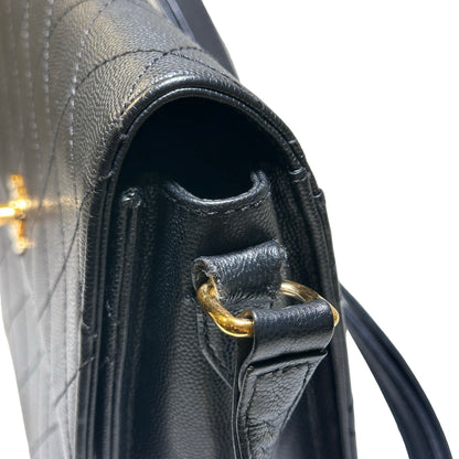 Used CHANEL Caviar Quilted Quilted Shoulder Bag Black Gold