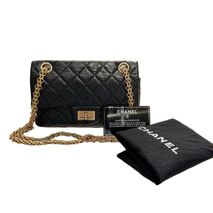 Used CHANEL Calfskin Leather Mini 2.55 Shoulder Bag Black