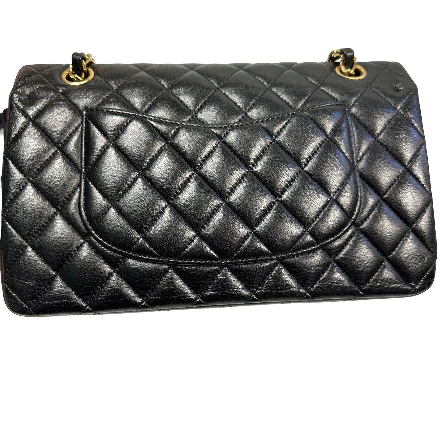 Used Chanel Calfskin Leather CF 25 Shoulder Bag Black GHW