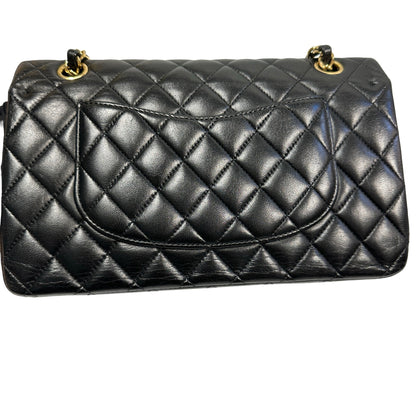 Used Chanel Calfskin Leather CF 25 Shoulder Bag Black GHW