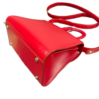 Used DELVAUX Brillant Mini Two Way Shoulder Bag Red