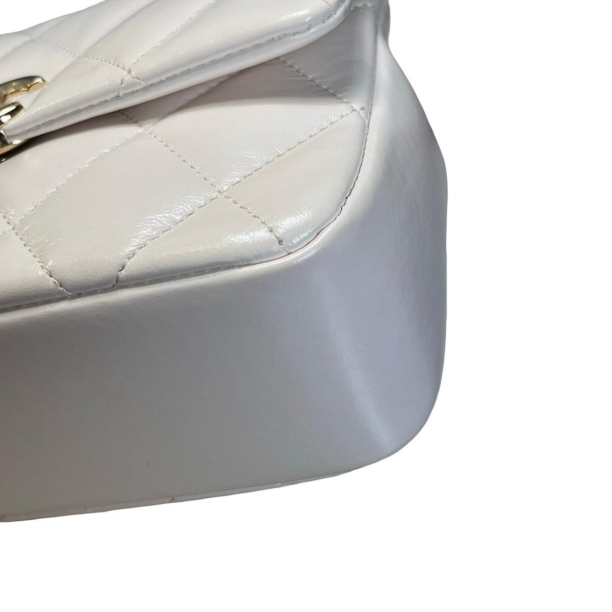 Used CHANEL Lambskin 24C Top Handle Mini Flap Bag Shoulder Bag White