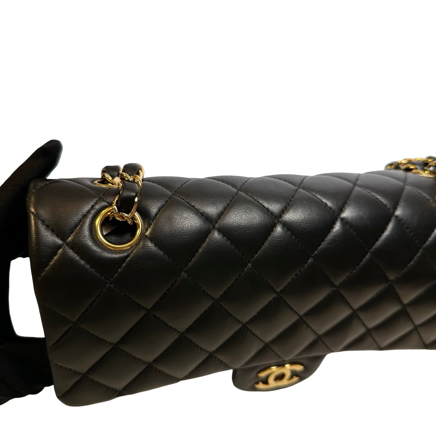 Used CHANEL Lambskin CF25 Shoulder Bag Black