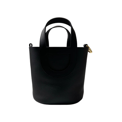 New HERMÈS Clemence leather IN THE LOOP 18 Bucket Bag Black