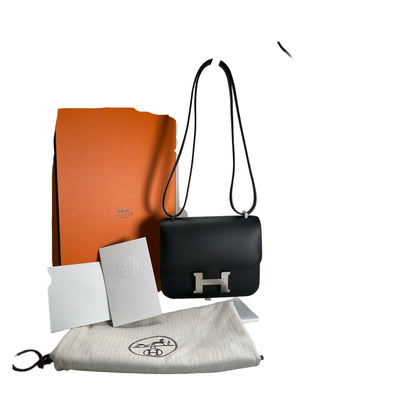Brand New HERMES Epsom Constance Handbags Black PHW