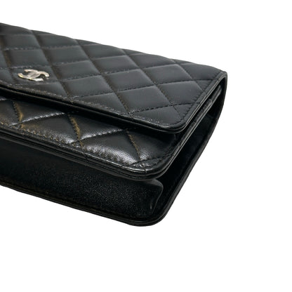Used CHANEL LAMBSKIN WOC Crossbody Bag BLACK PHW