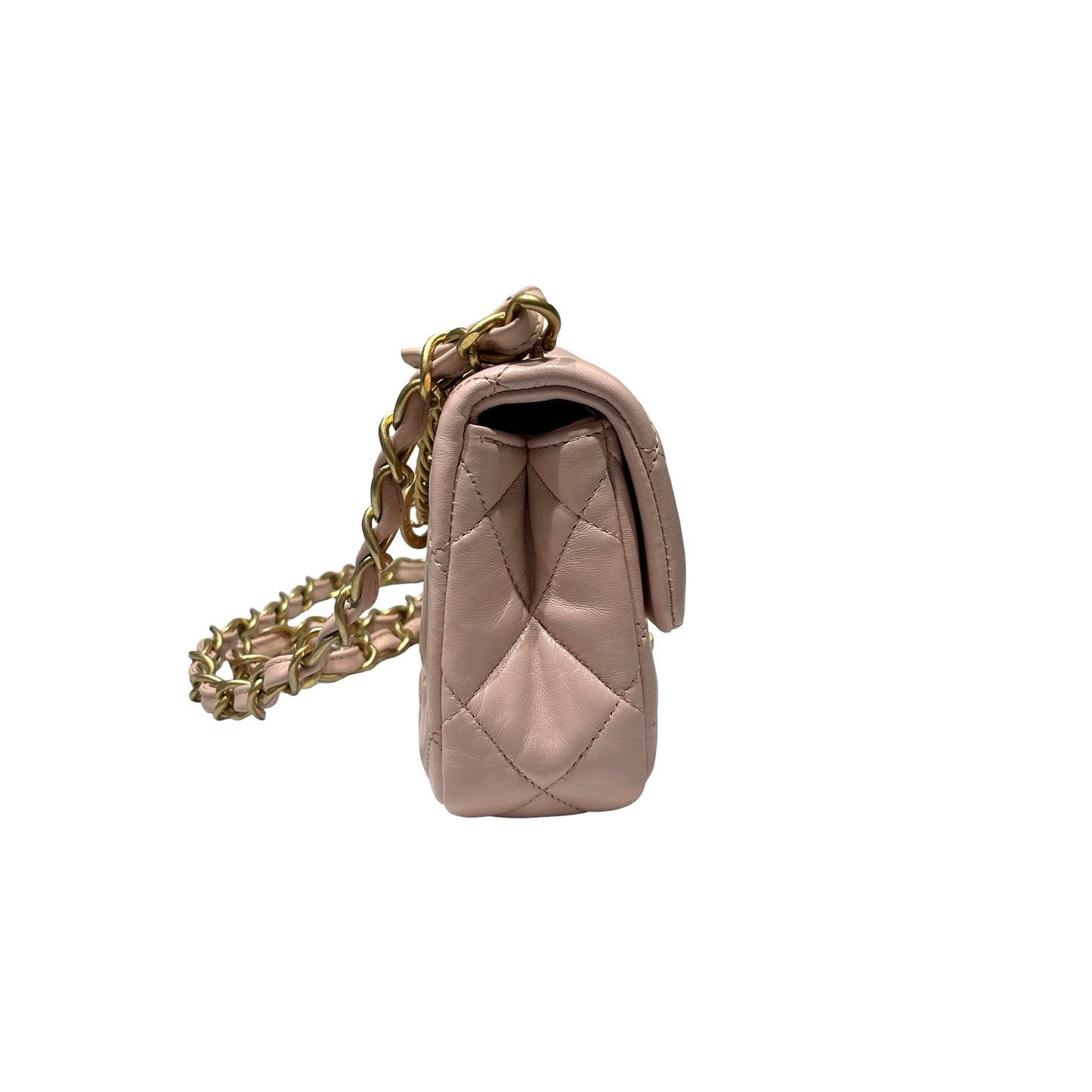 Unused CHANEL Flap Cross Body Bag Pink GHW