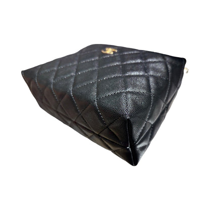 CHANEL 24A HOBO WITH HANDLE BLACK CAVIAR GHW [3000606]