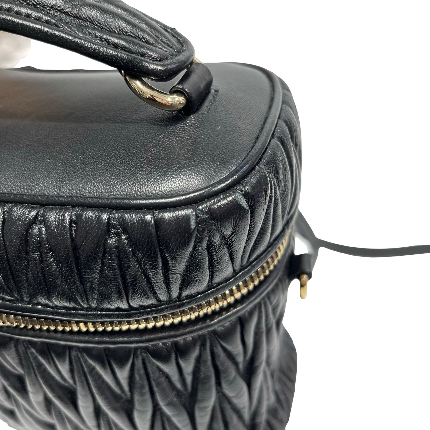Used MIUMIU Lambskin Leather Two Way Shoulder Bag Black PHW