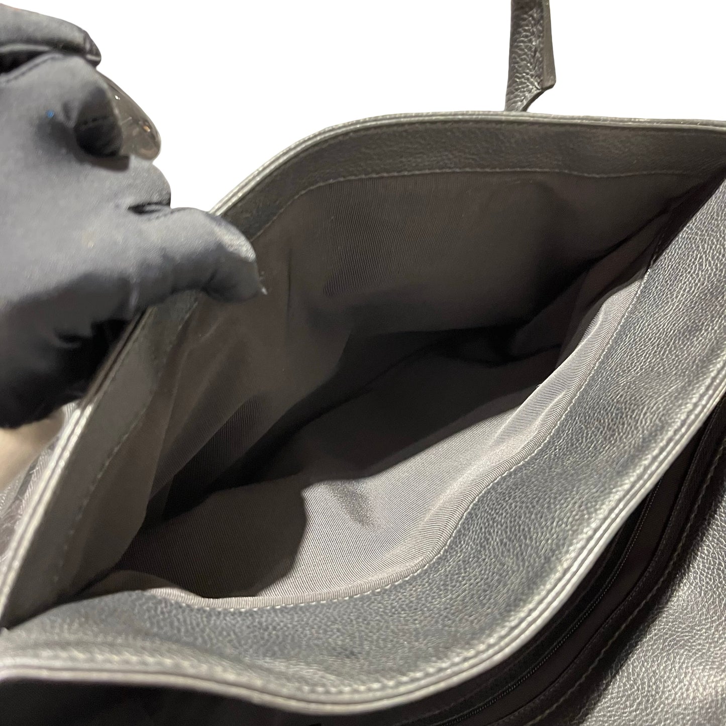 Used CHANEL Calfskin Leather Executive Tote Bag Black PHW