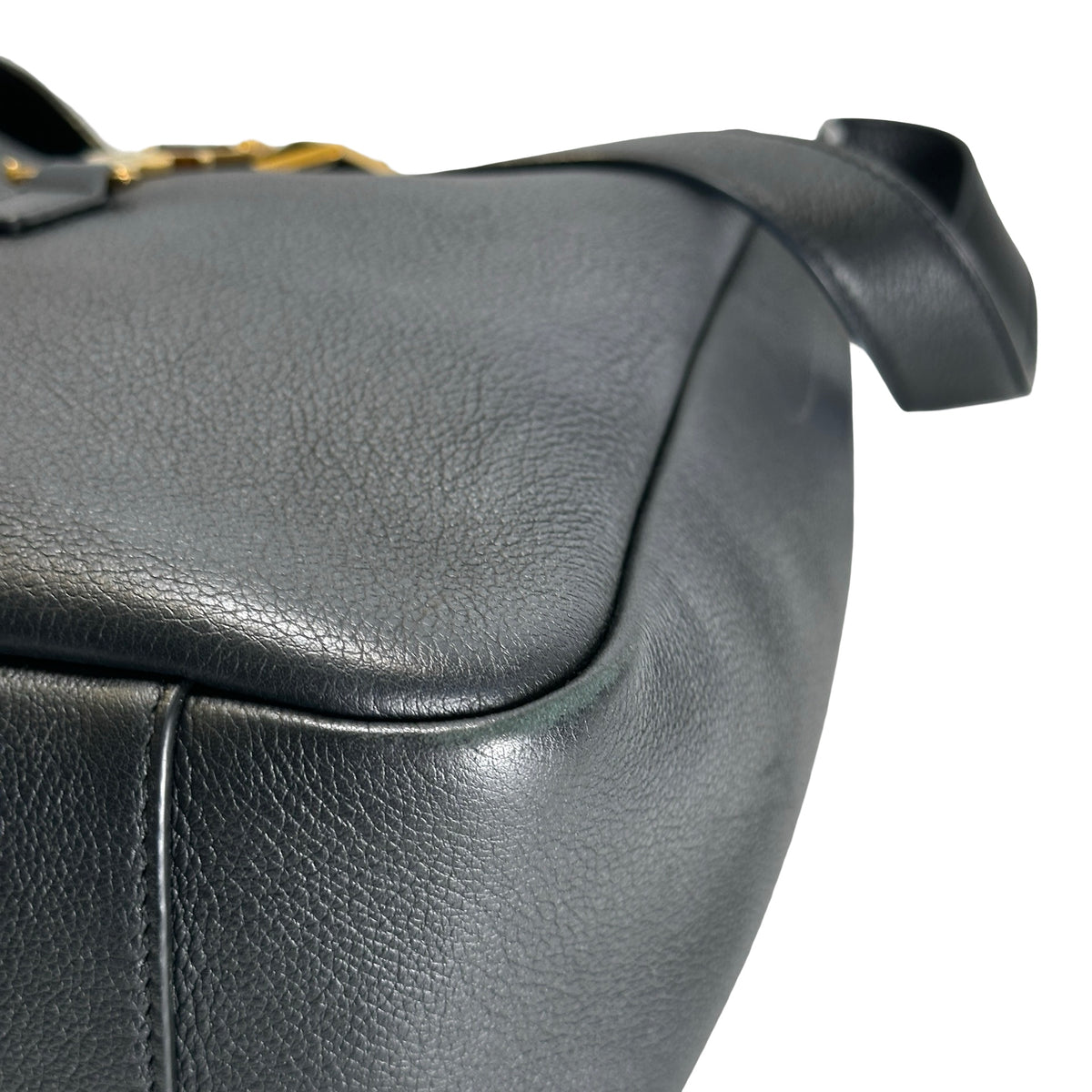 Used SAINT LAURENT Leather Le 5 à 7 Shoulder Bag Black Gold