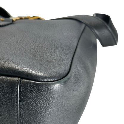 Used SAINT LAURENT Leather Le 5 à 7 Shoulder Bag Black Gold