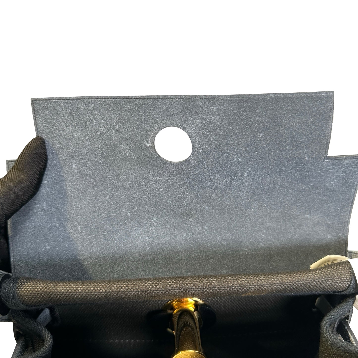 Brand New HERMES Canvas Leather Herbag Zip Shoulder Bag Black Gold