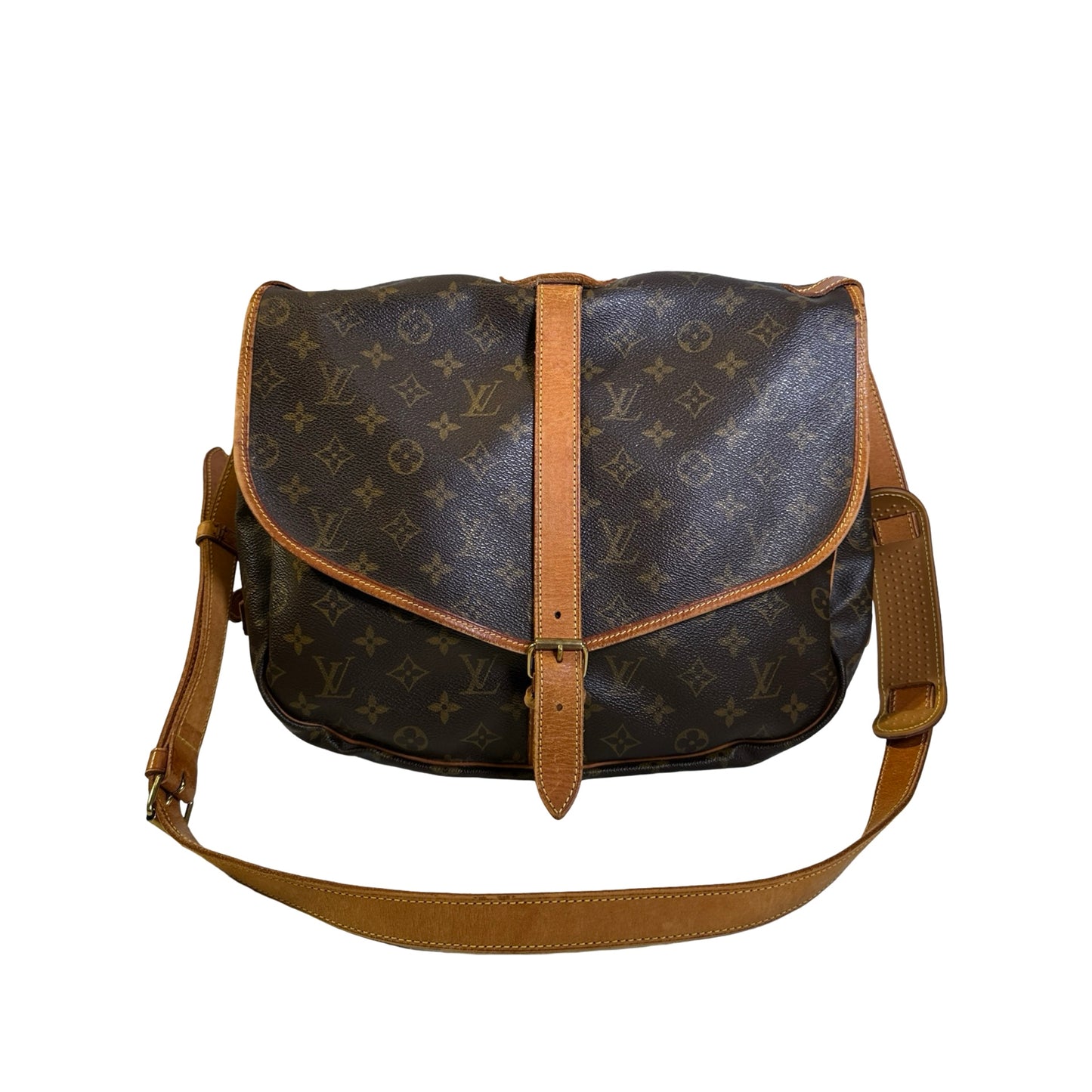 Used LOUIS VUITTON Monogram Saumur Messenger Bag Brown