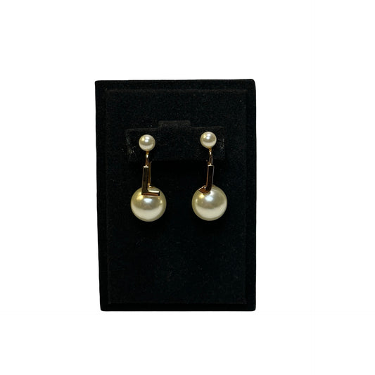 DIOR Resin Pearl Tribales Earrings Gold White