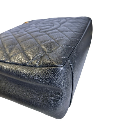 Used Chanel Caviar Leather GST Tote Bag Black GHW