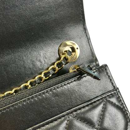 Used CHANEL Quilted Leather Wallet On Chain Wallet on chain Black