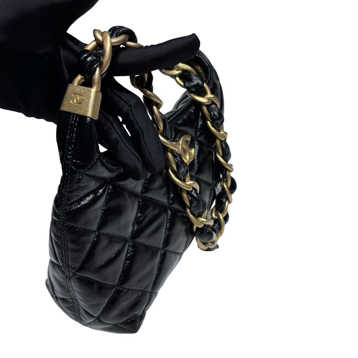 New Chanel Hobo Small Shoulder Bag Black GHW