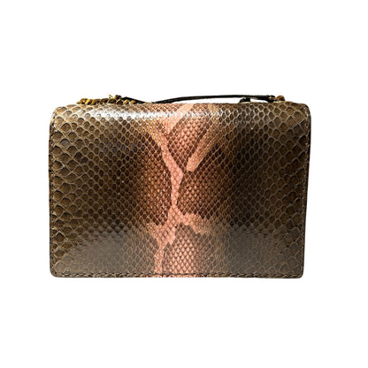 Used MARC JACOBS Snake Skin Chain Shoulder Shoulder Bag Brown