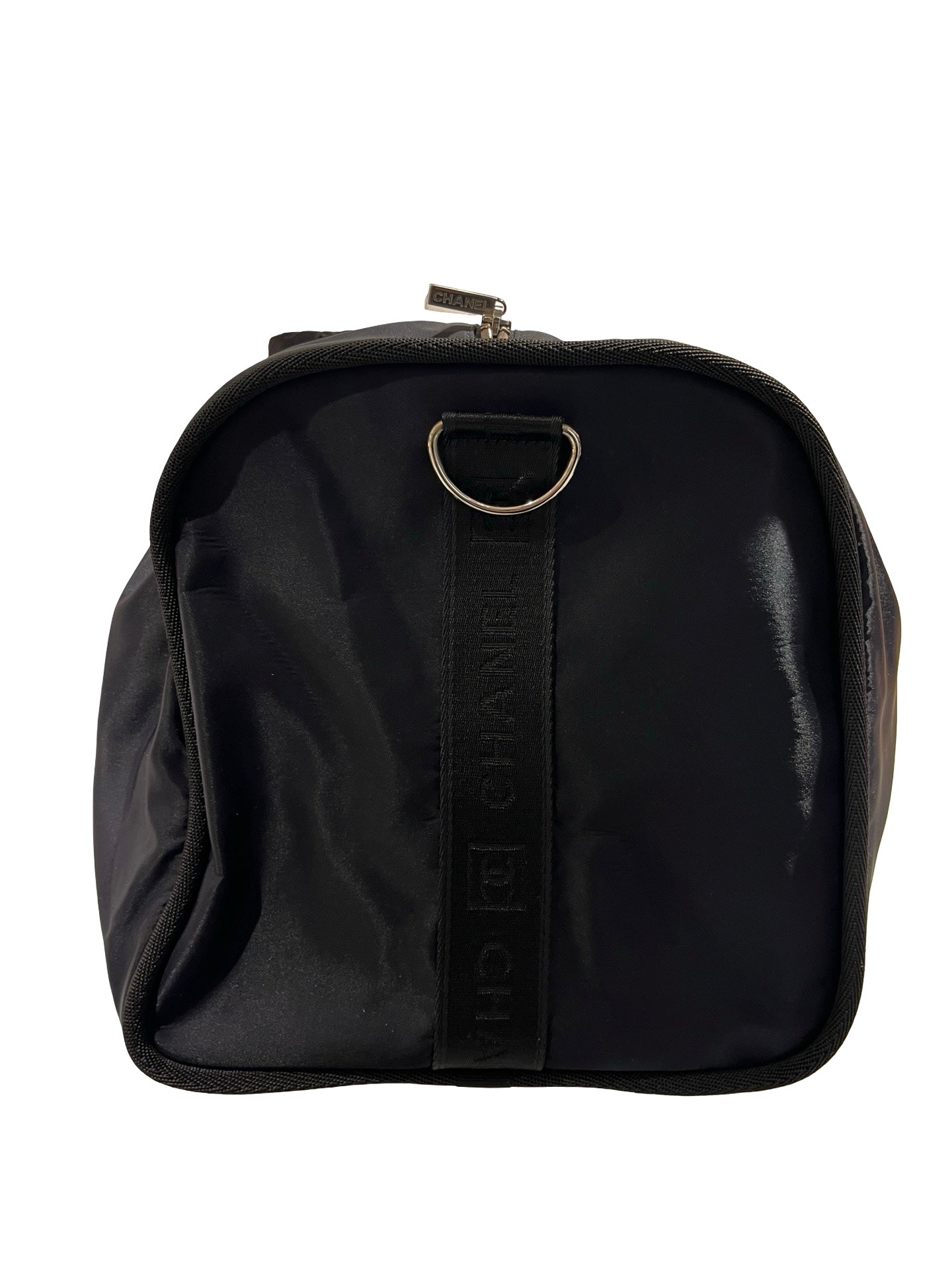 Used CHANEL Nylon Tote Bag Holdall Navy Blue Black PHW