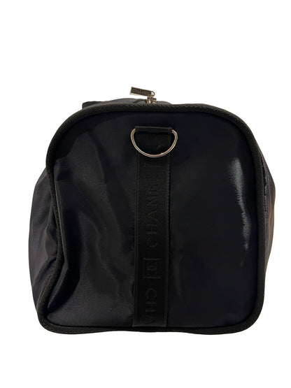 Used CHANEL Nylon Tote Bag Holdall Navy Blue Black PHW