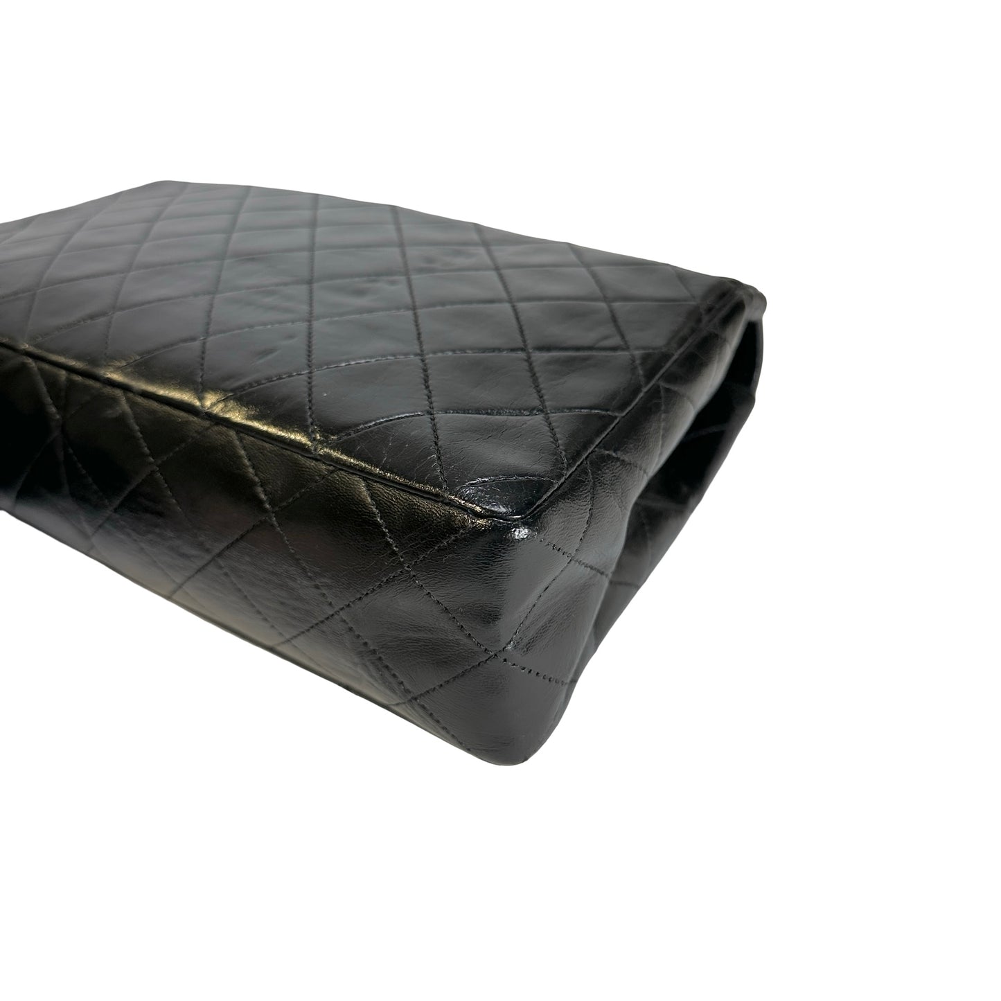 Used CHANEL Quilted Quilted Classic Flap Bag Shoulder Bag Black Gold