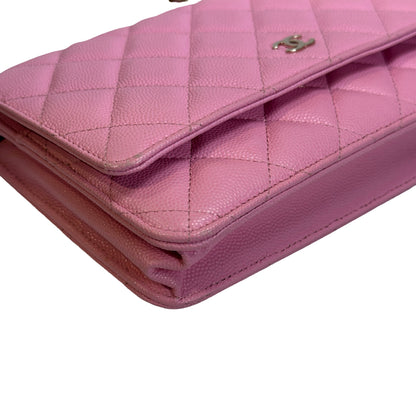 Used CHANEL Caviar Gold tone Wallet on chain Wallet on chain Pink