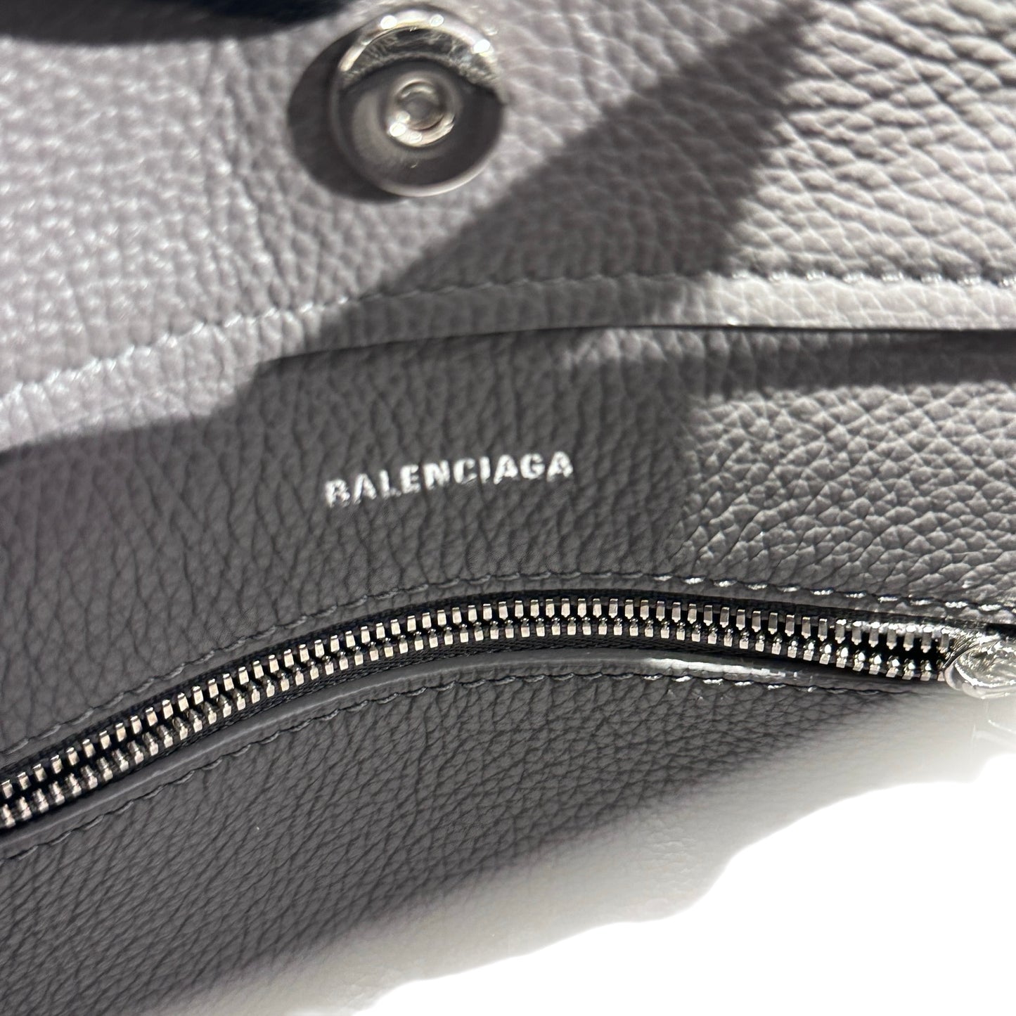 Used BALENCIAGA Calfskin Leather Everyday Shoulder Bag Grey PHW