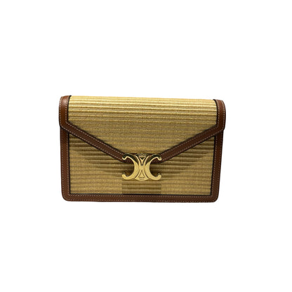Used CÉLINE 竹編 Triomphe Shoulder Bag Brown GHW