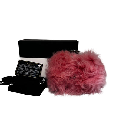 New CHANEL Lambskin Leather Shearing Jewel Hook Card Holder Pouchette Pink PHW