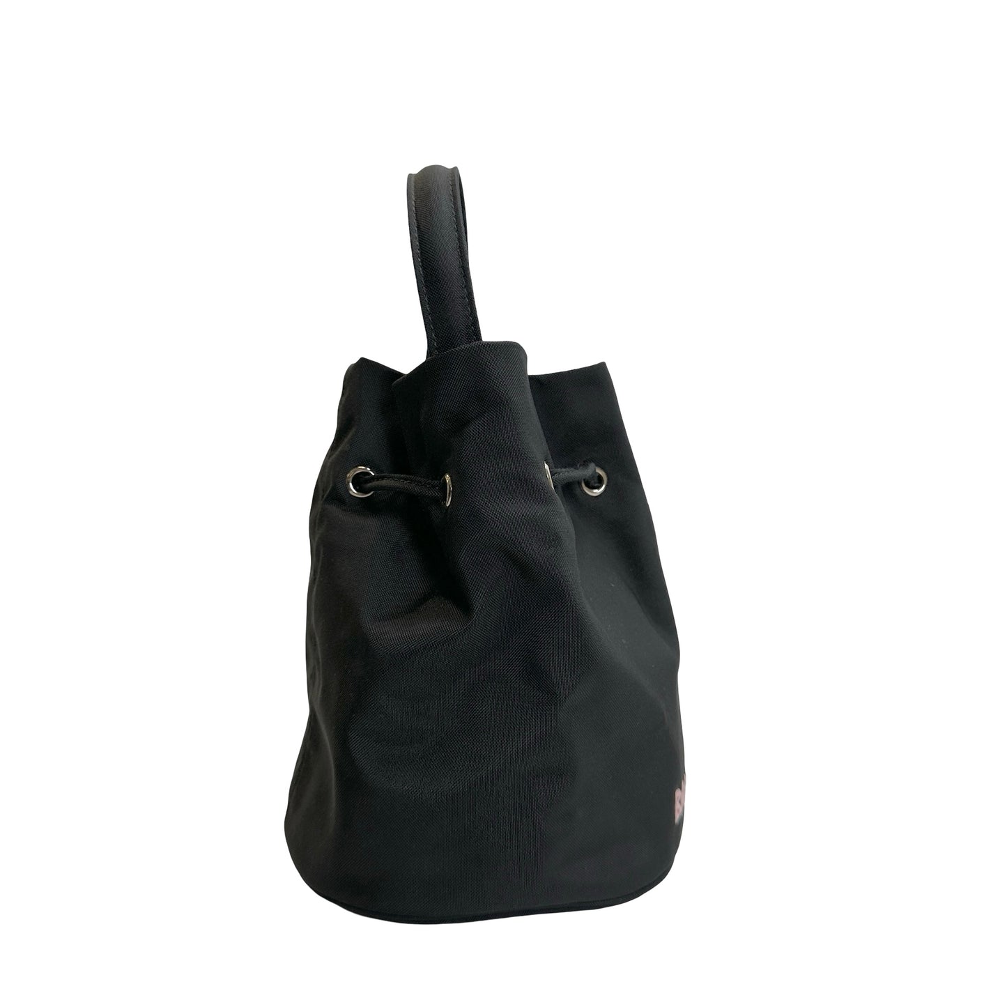 Used BALENCIAGA Logo Wheel Drawstring Bag Black Pink