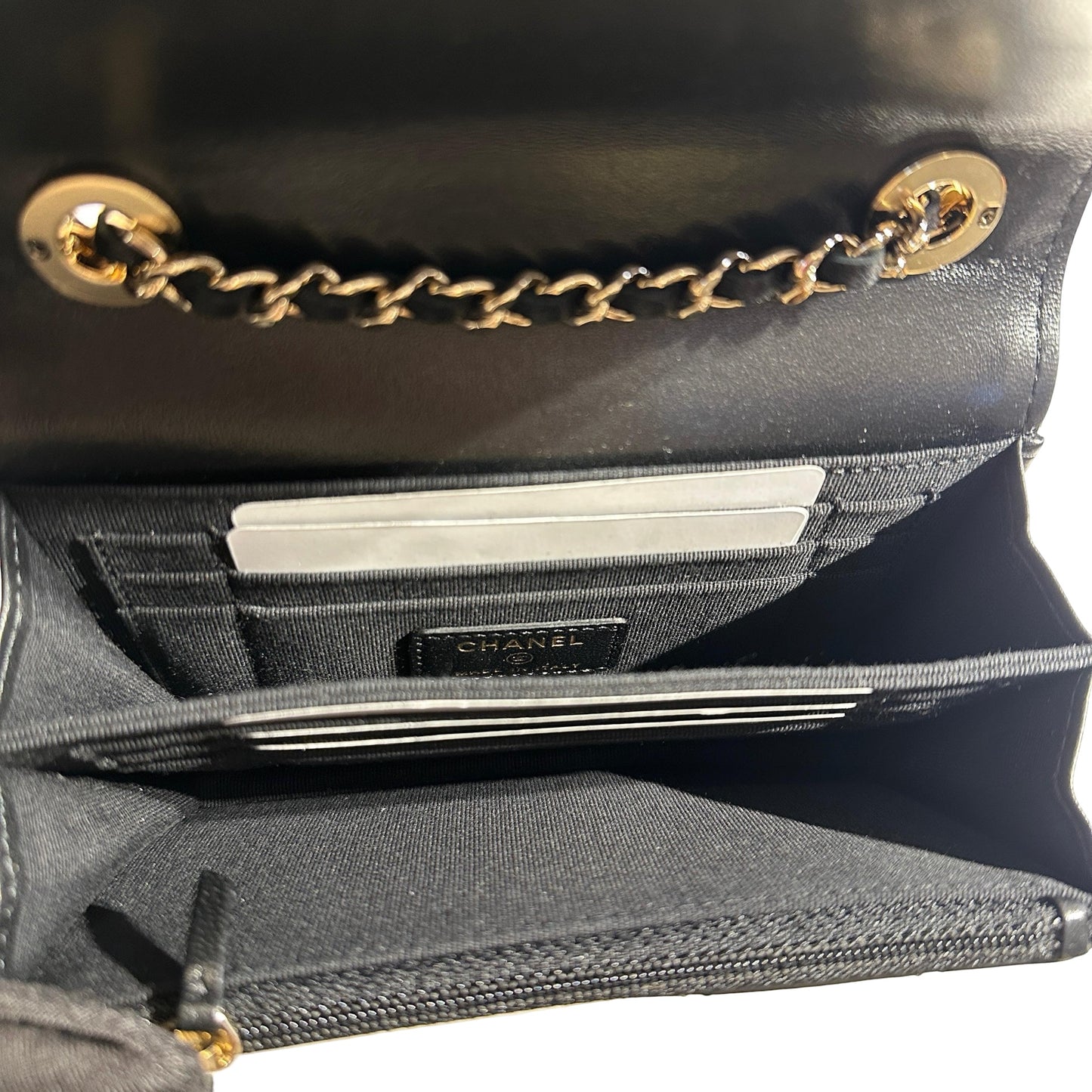 Used CHANEL Quilted Lambskin Trendy CC WOC Wallet on chain Black GHW