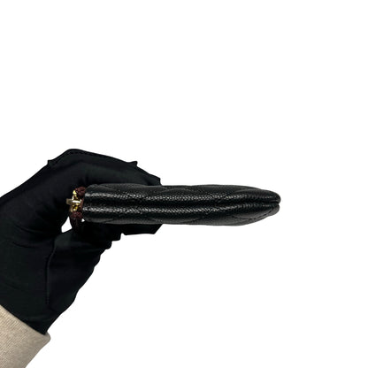 Used CHANEL Calfskin Leather  Pouch Black GHW