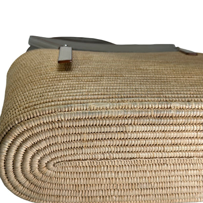 Used LOEWE Raffia Calfskin Square Basket Basket Bag Natural White