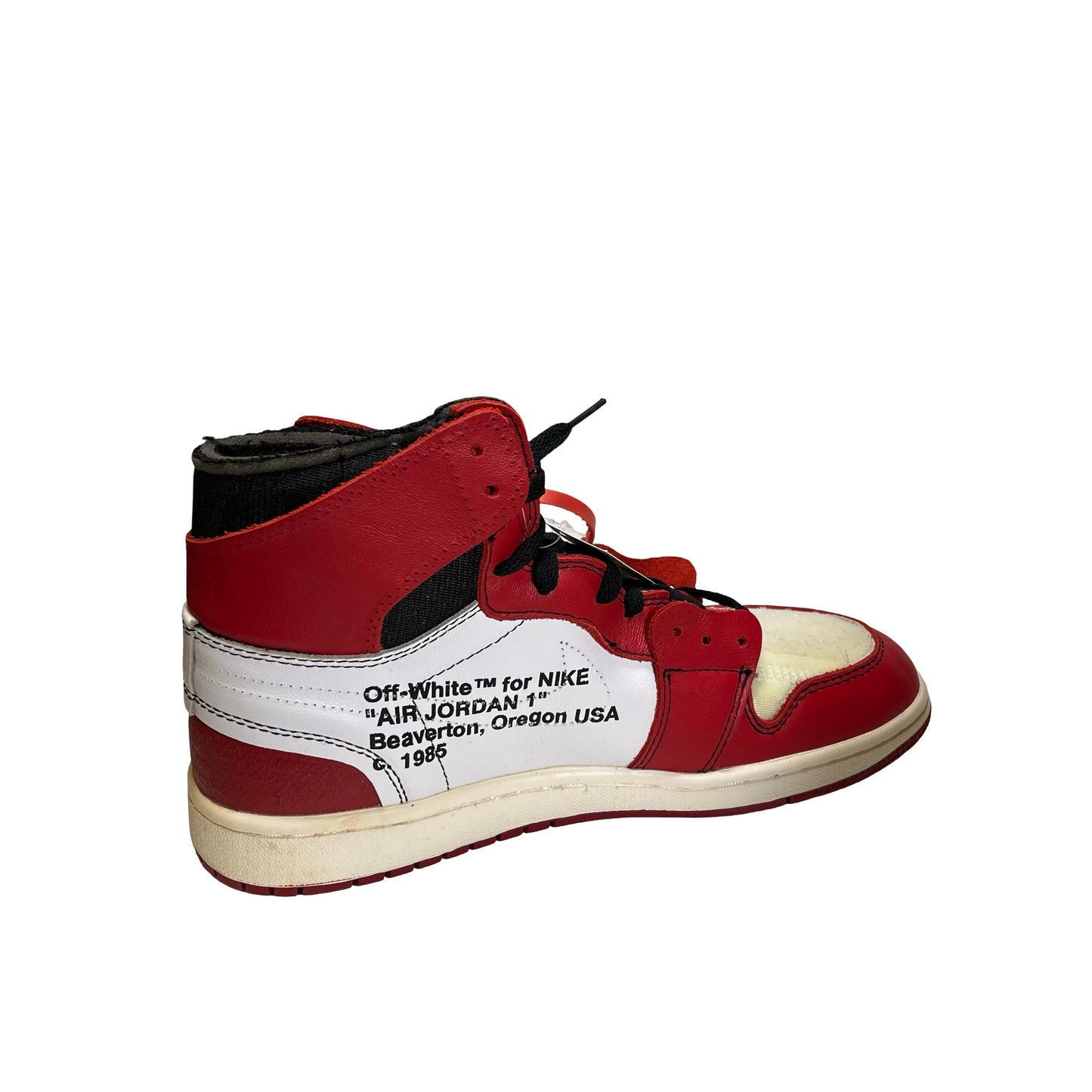 OFF WHITE X NIKE Leather Mesh Suede Off-White x Air Jordan 1 Retro High OG 'Chicago' Sneakers Red White Black