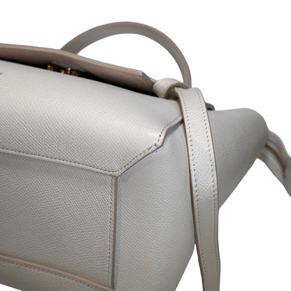 Used CELINE Grained Calfskin Belt Bag Handbag White GHW