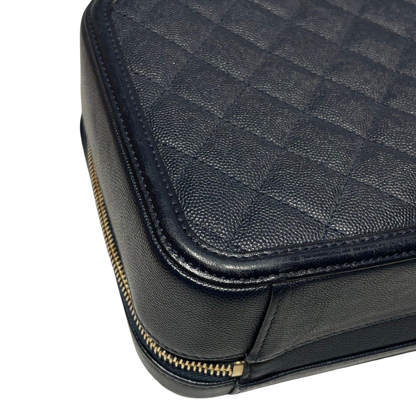 Used CHANEL Calfskin Leather Chanel Vanity Case Vanity Case Navy GHW