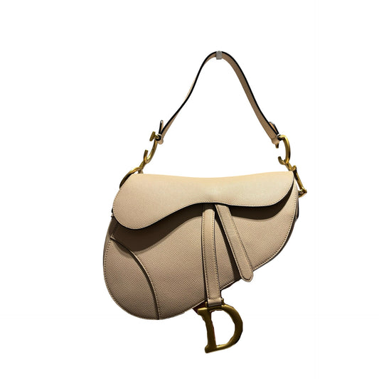 Used Dior Saddle Shoulder Bag Beige GHW