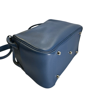 Used HERMES Leather Lindy 26 Handbag Blue PHW