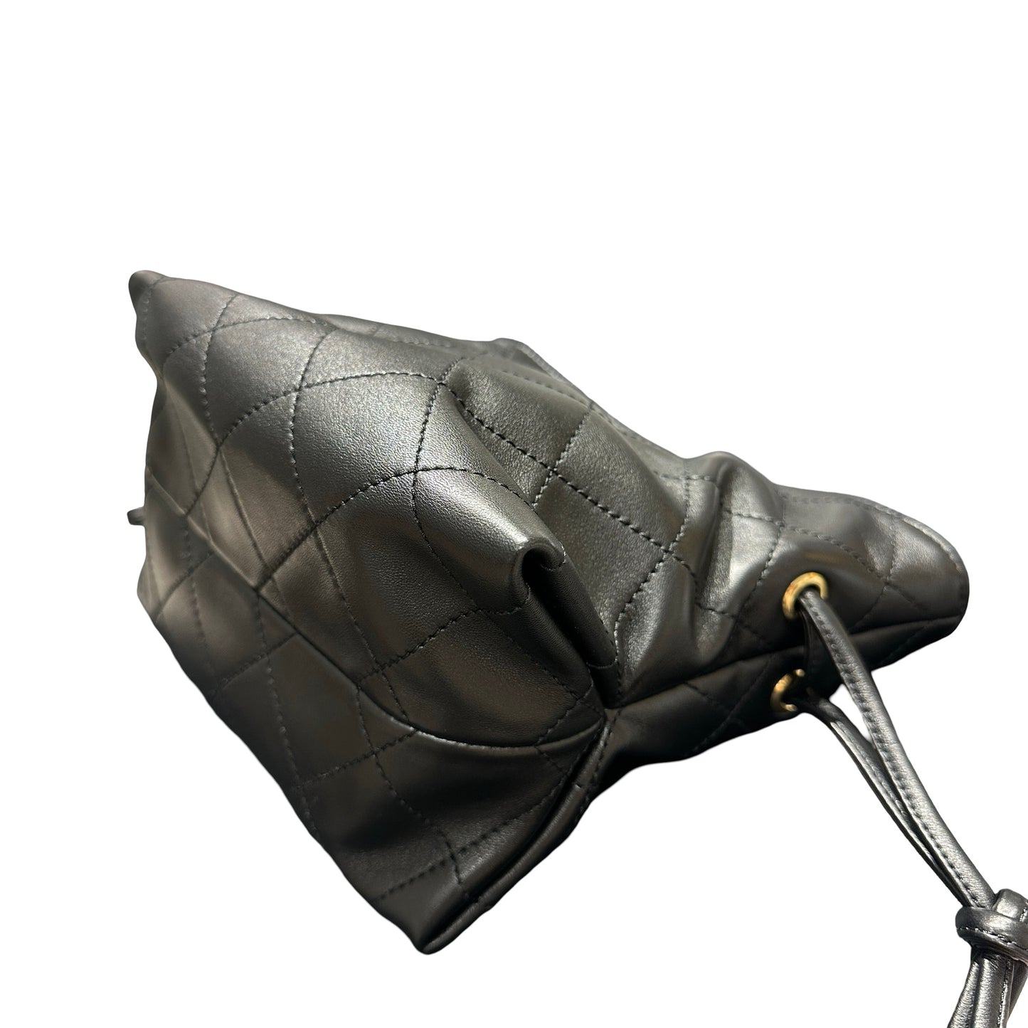 Brand New CHANEL Quilted Leather Gabrielle Hobo Bucket Bag Black Gold