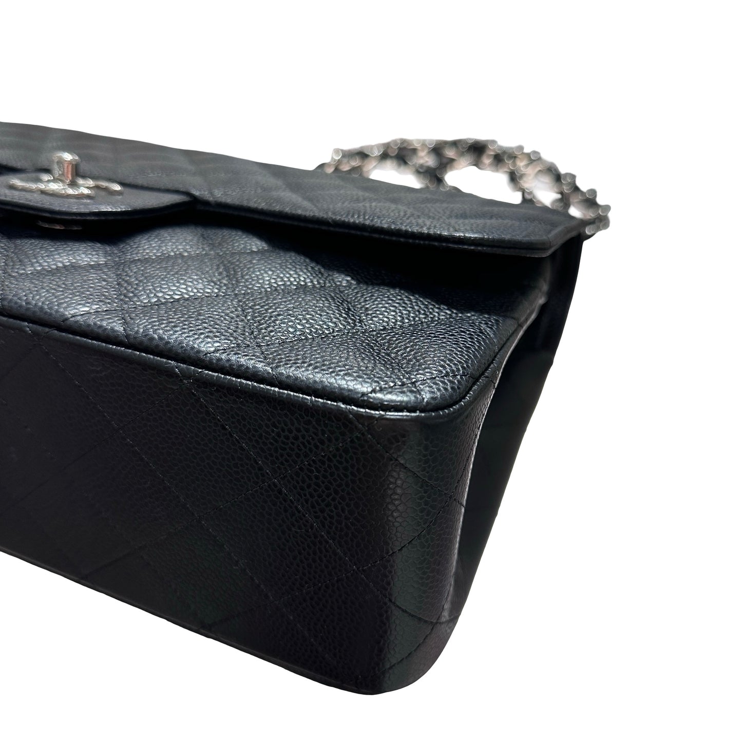 Used CHANEL Jumbo Shoulder Bag Black PHW