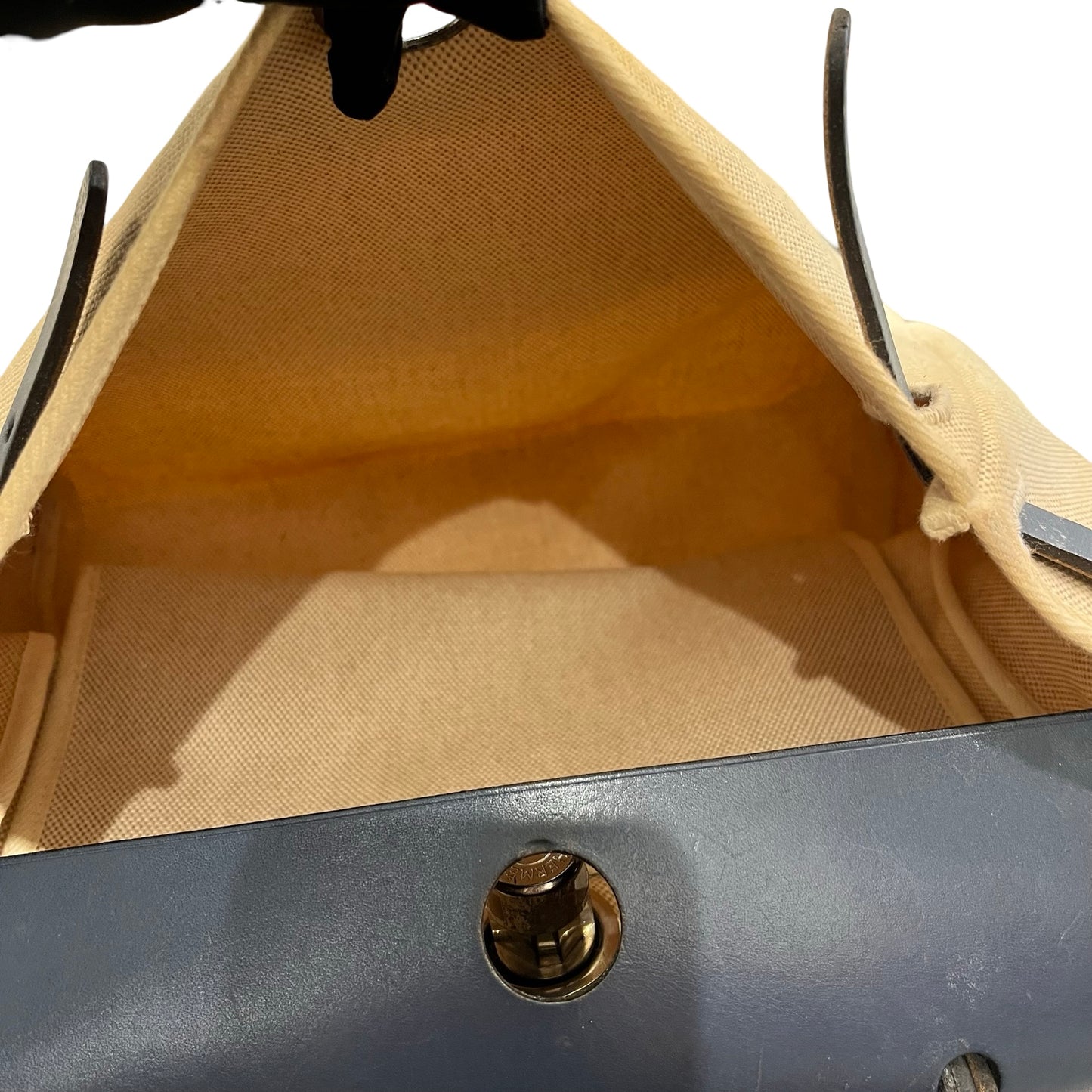 Used HERMES Canvas Leather Herbag Handbag Beige Blue