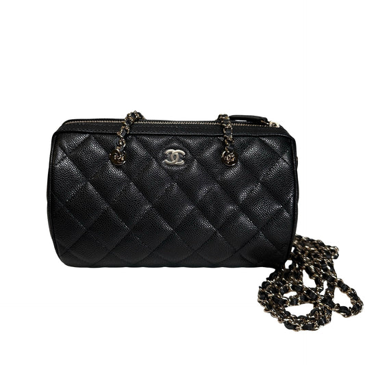 Used CHANEL Caviar Quilted Quilted Barrel Bag Barrel Bag Black