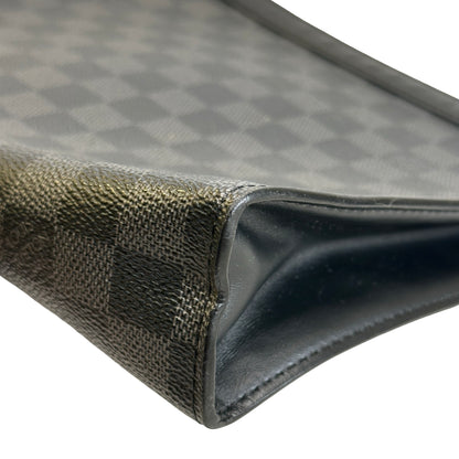Used LOUIS VUITTON Damier Graphite Canvas Leather Trio Messenger Cross body bag Black Grey