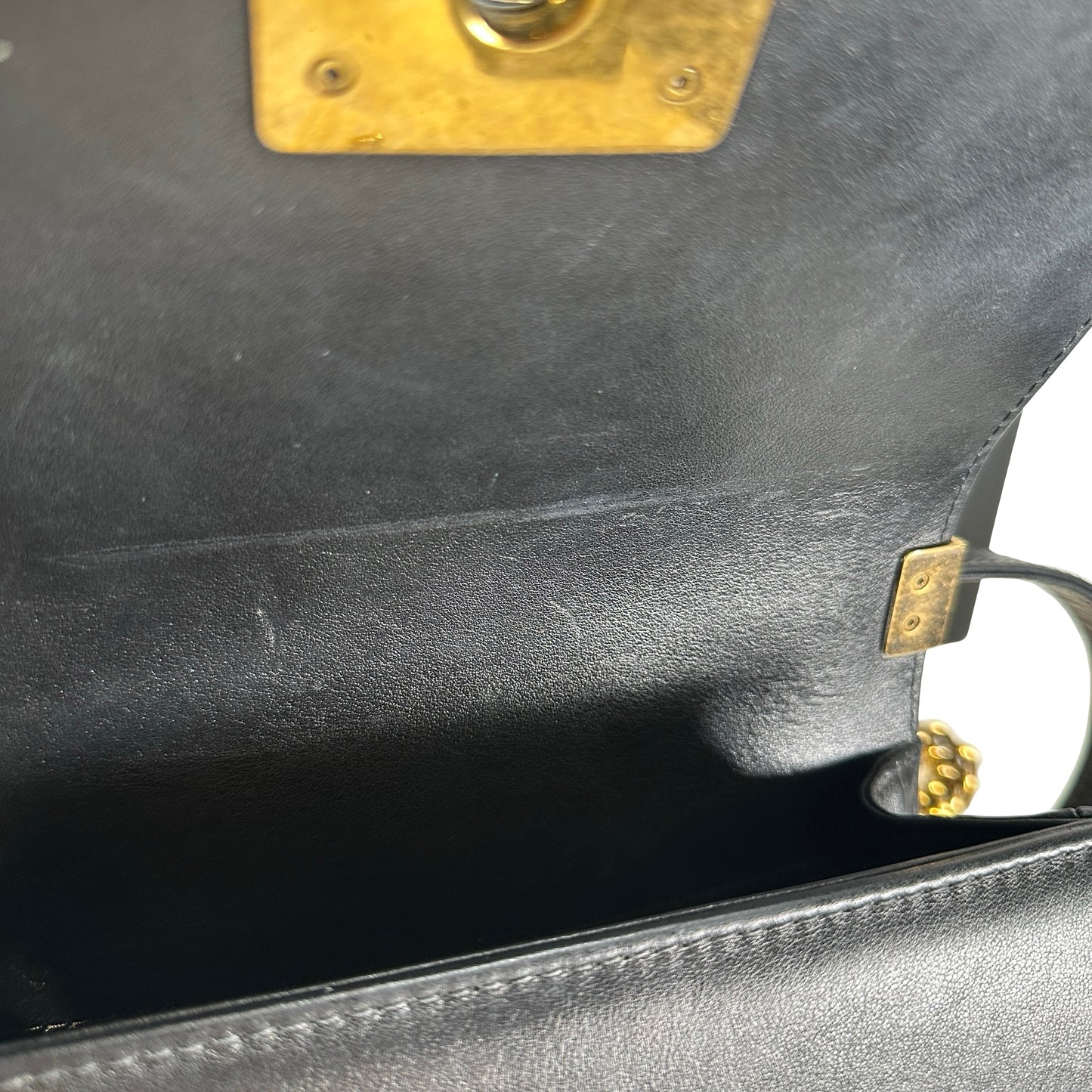 Used CHANEL Lambskin Boy 20 Shoulder Bag Black GHW