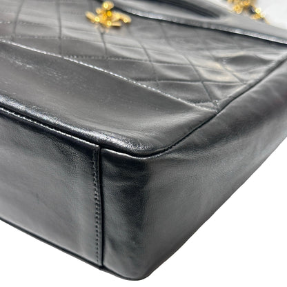 Used CHANEL Lambskin Leather Vintage 31 Small Handbag Black GHW