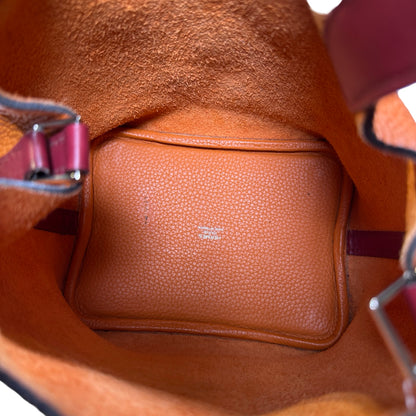 Used HERMES Picotin Handbag Orange Red PHW